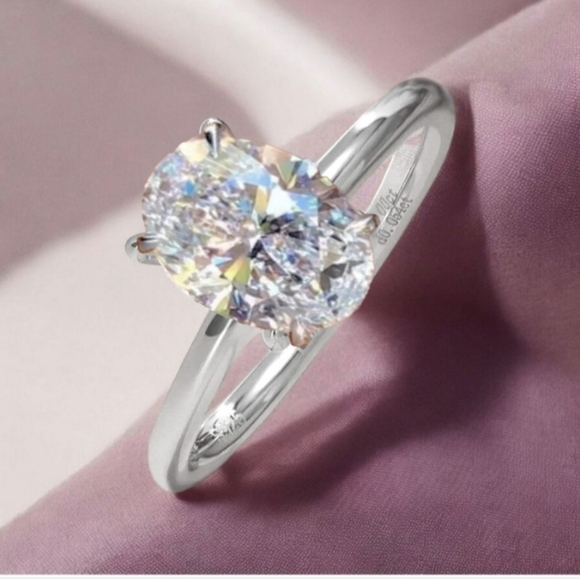 FingerBlingers Jewelry - 2 CT Moissanite Oval Engagement Ring Anniversary Birthday Gift